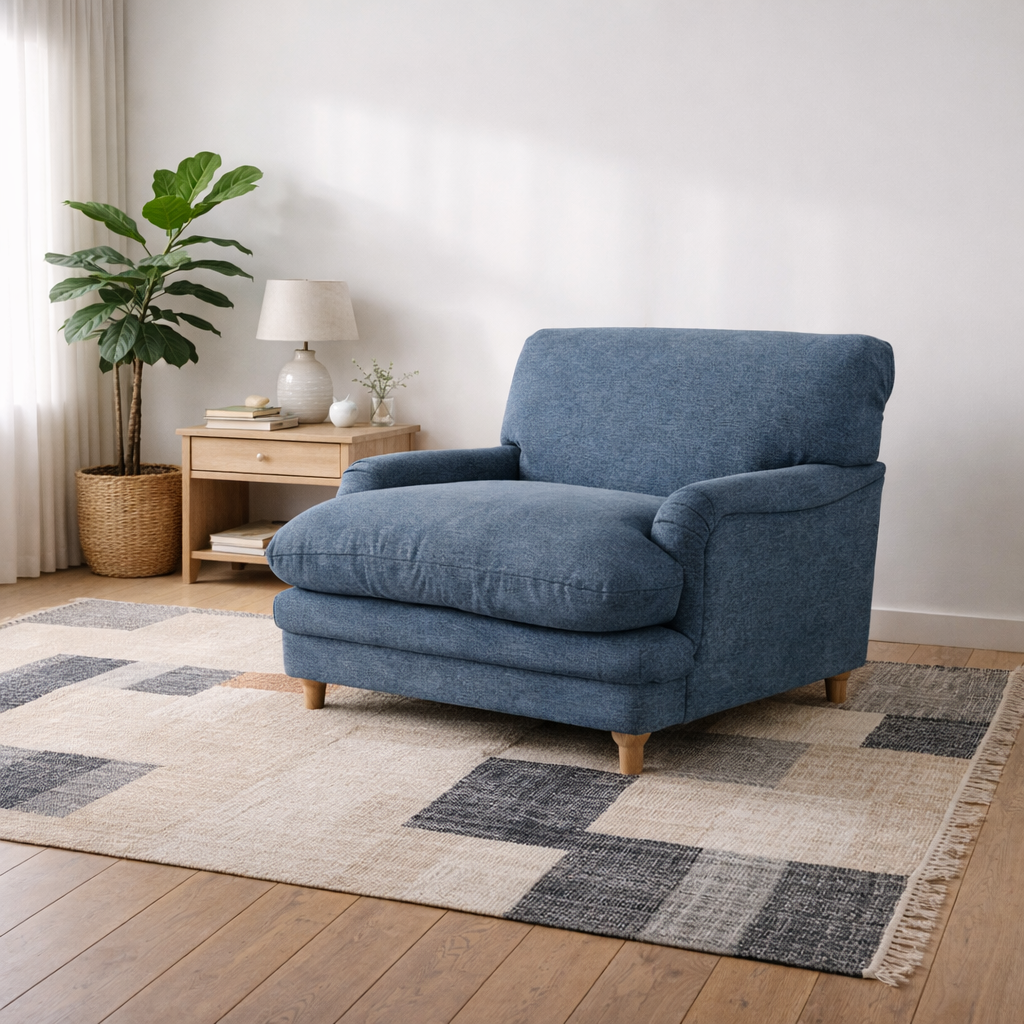 Bambola Retro Denim Blue Cushioned Armchair