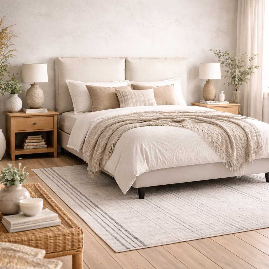 Wexford Ivory Linen Upholstered 5ft King Size Bed Pillow Headboard