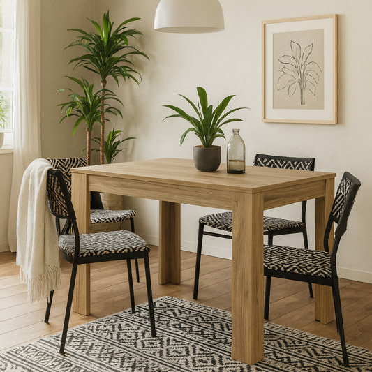 Faro Extendable Industrial Style Dining Table Mauvella Oak Legs