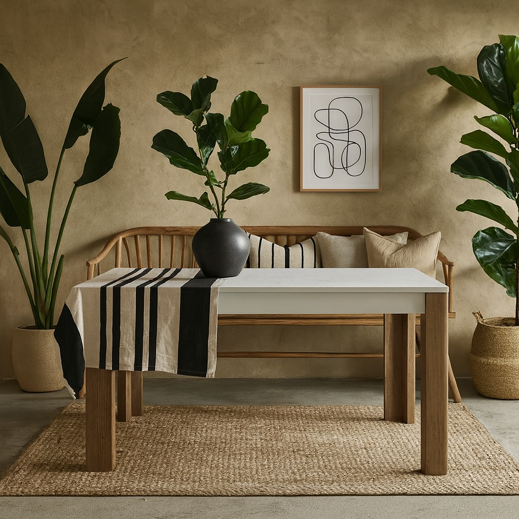 Porto 160cm Matt White Dining Table with Oak Detail