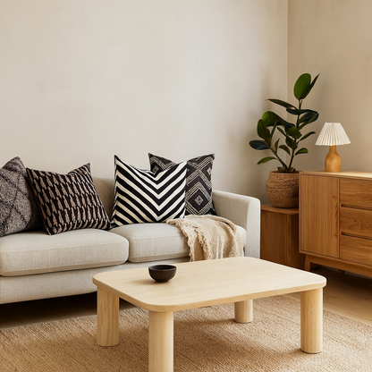 Frankfurt Rectangular Travertine Look Coffee Table Rounded Corners