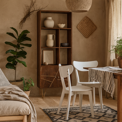 Set of 2 Saffron White Wooden Dining Chairs