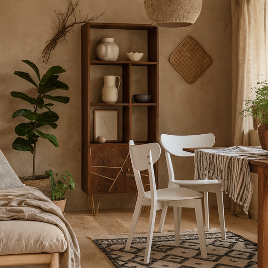 Set of 2 Saffron White Wooden Dining Chairs