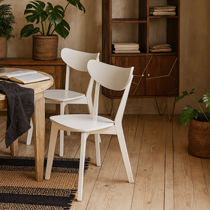 Set of 2 Saffron White Wooden Dining Chairs