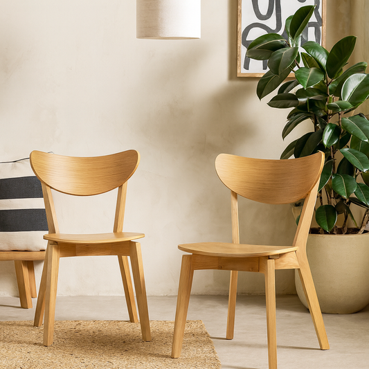 Set of 2 Saffron Natural Oak Effect Dining Chairs