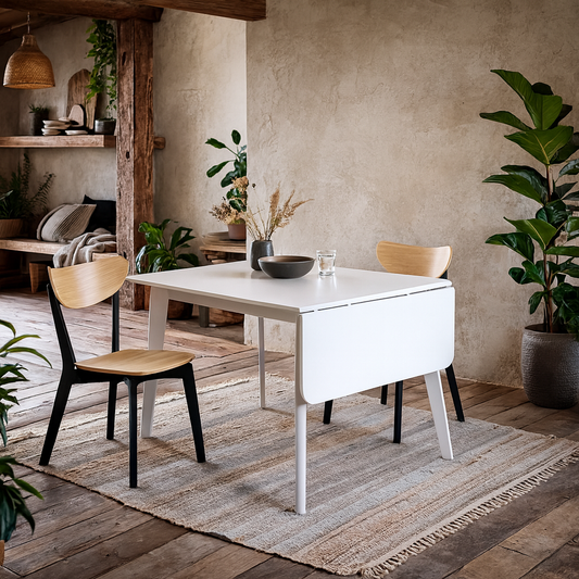 Saffron Extendable White Wooden Square Dining Table