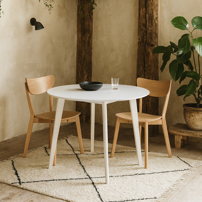 Saffron White Wodden Round Dining Table