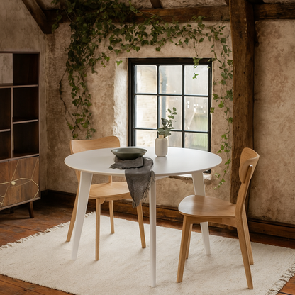 Saffron White Wodden Round Dining Table