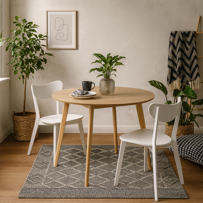 Saffron Round Dining Table Natural Oak Veener