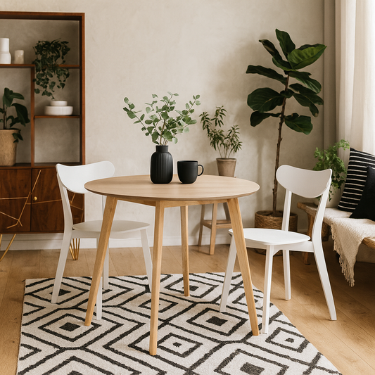 Saffron Round Dining Table Natural Oak Veener