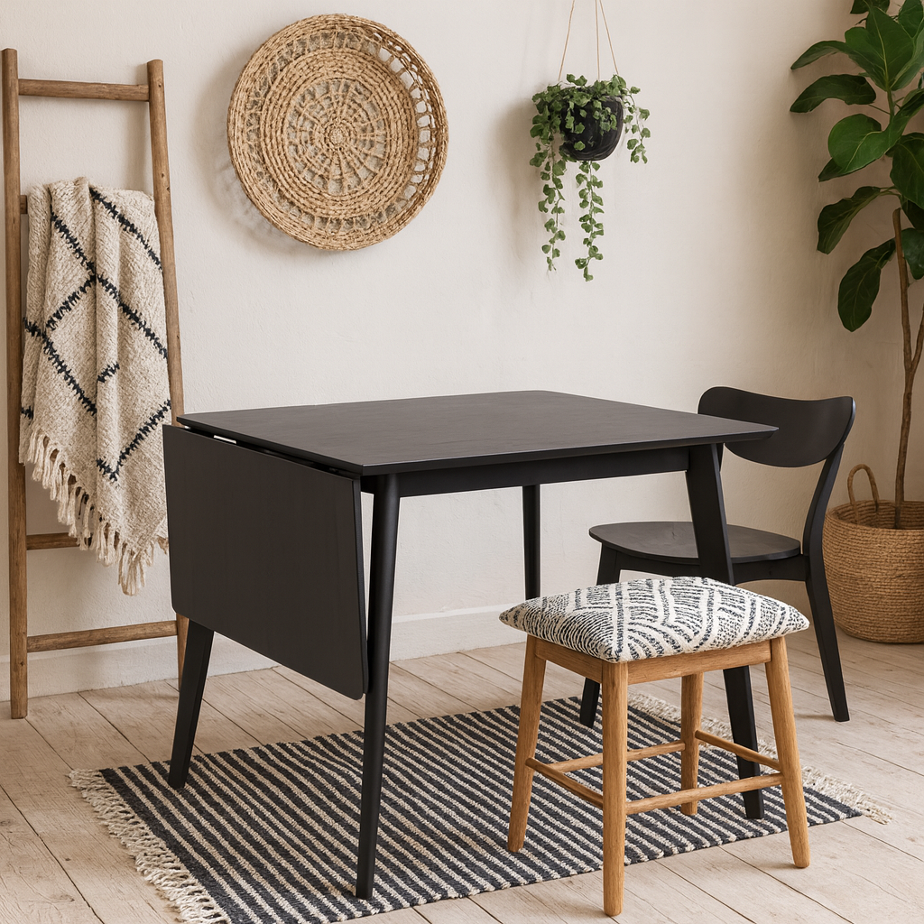 Saffron Extending Black Wooden Dining Table