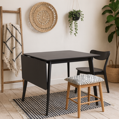 Saffron Extending Black Wooden Dining Table