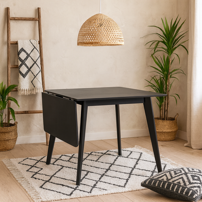 Saffron Extending Black Wooden Dining Table