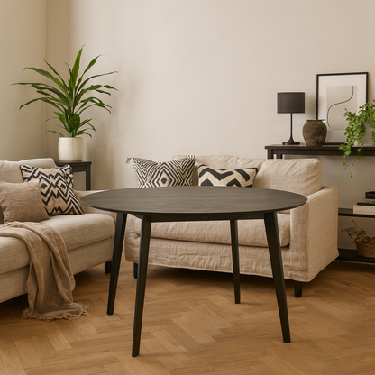 Saffron Large Black Wooden Round Dining Table