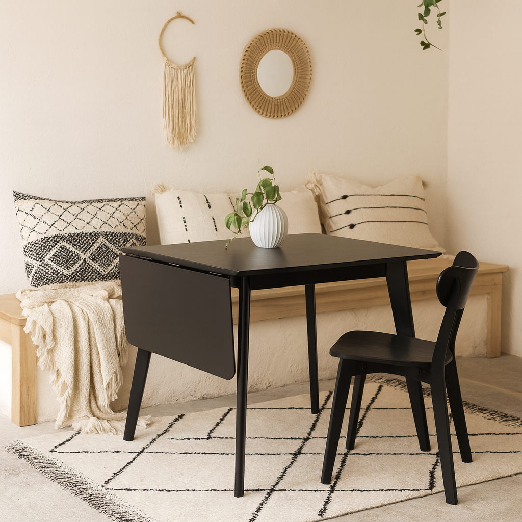 Saffron Extending Black Wooden Dining Table