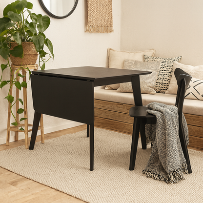 Saffron Extending Black Wooden Dining Table