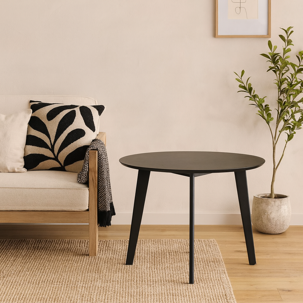 Saffron Round Black Wooden Dining Table