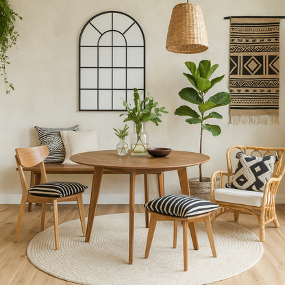 Saffron Round Walnut Wood Effect Dining Table