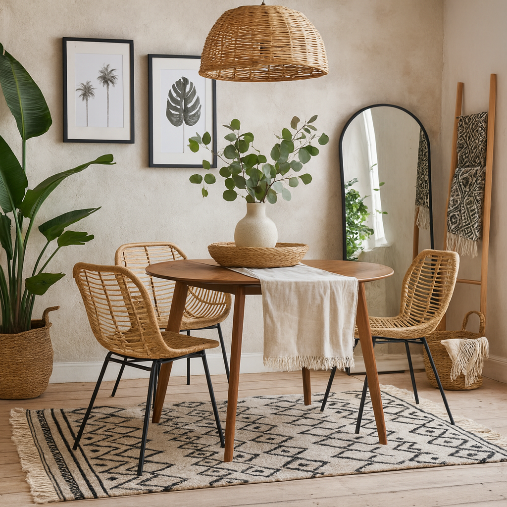 Saffron Round Walnut Wood Effect Dining Table