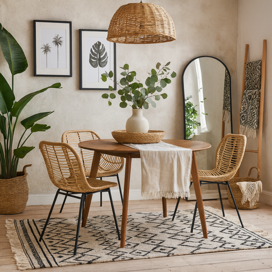 Saffron Round Walnut Wood Effect Dining Table