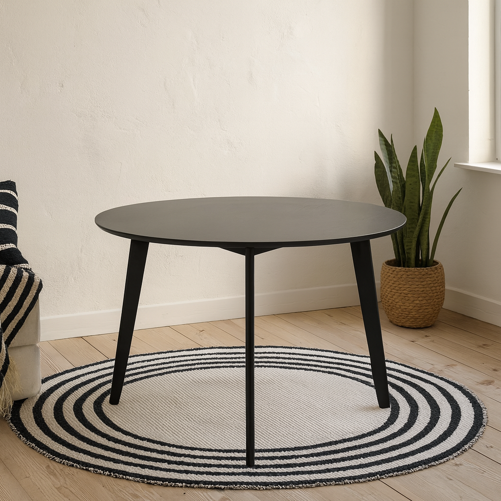 Saffron Round Black Wooden Dining Table