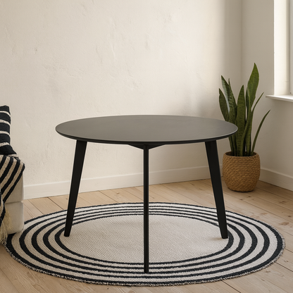 Saffron Round Black Wooden Dining Table