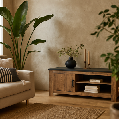 Juniper 138 cm 1 Door TV Cabinet Chestnut and Matera Grey