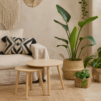 Set of 2 Koa Bamboo Wood Nesting Coffee Tables