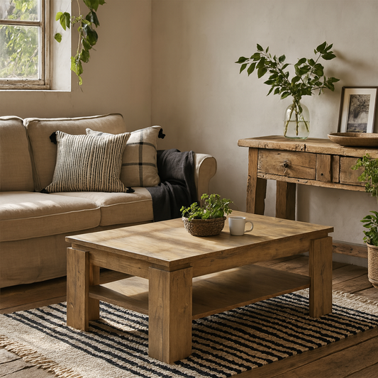 Juniper Large Coffee Table Chestnut and Matera Grey Wood