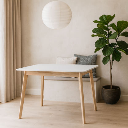 Lorien 4 Seater Dining Table  White and Natural Oak Effect