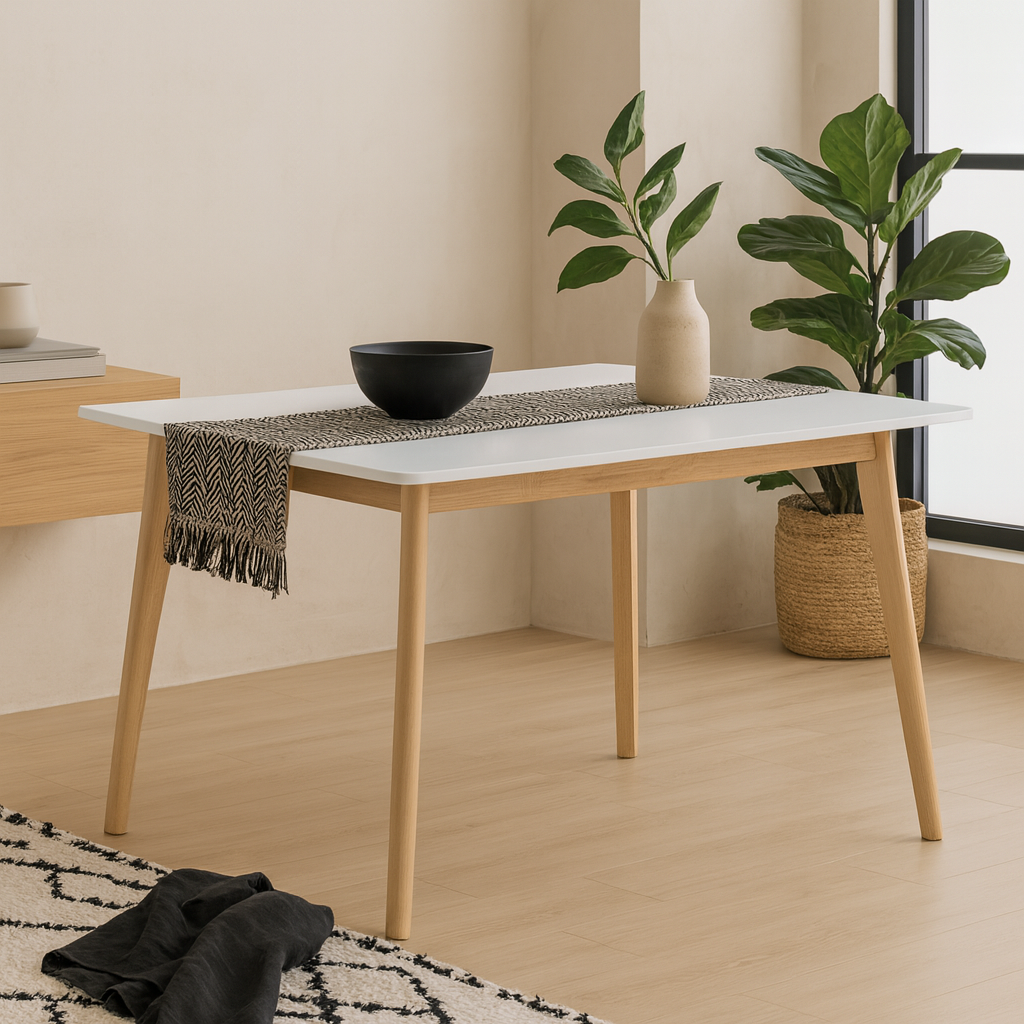 Lorien 4 Seater Dining Table  White and Natural Oak Effect