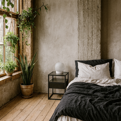 Wrenna Black Bedside Table Glass Top