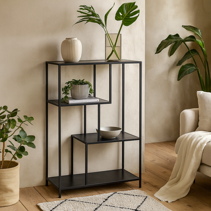 El Paso Black Metal Asymmetrical Bookcase 3 Shelves