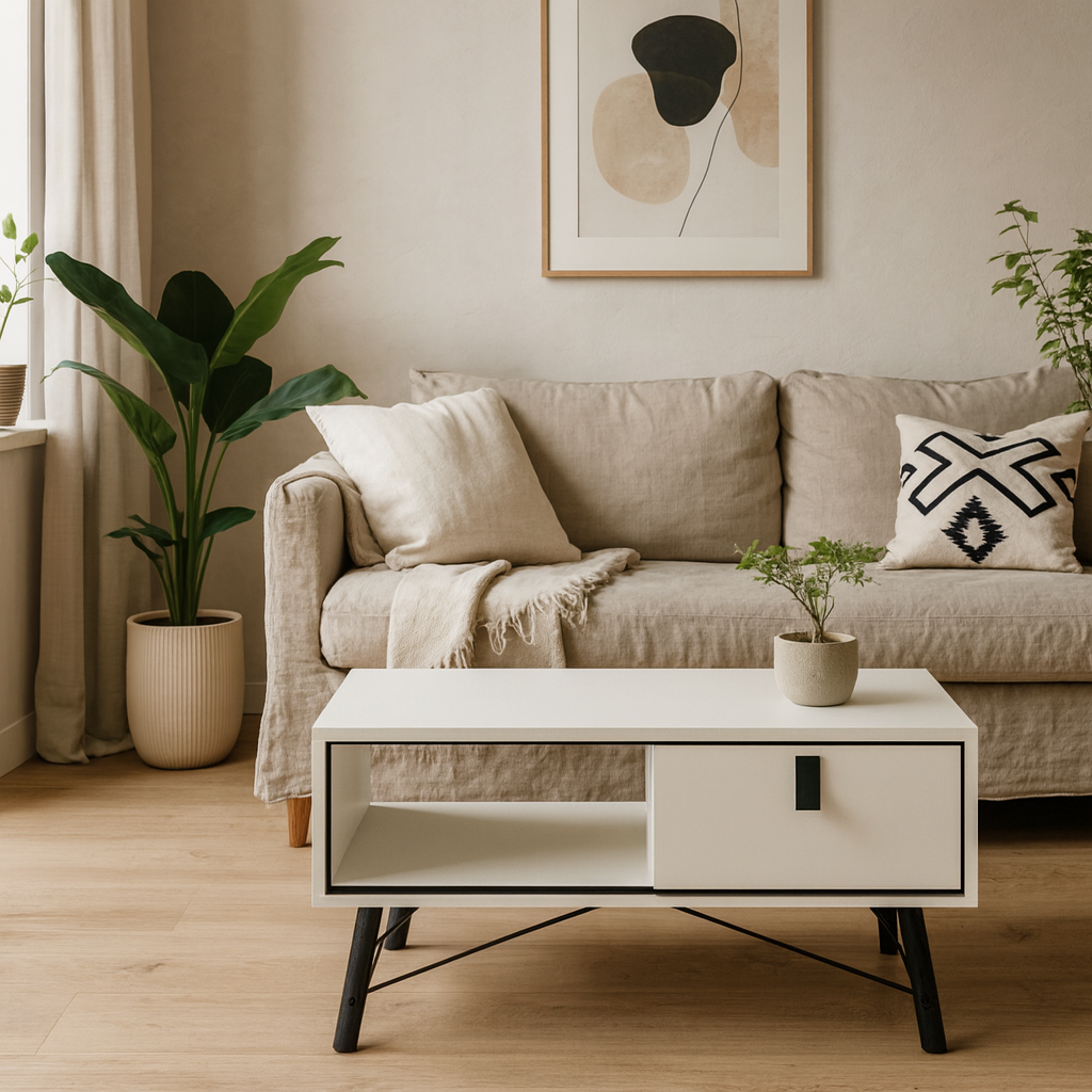 Juno White Coffee Table 1 Drawer