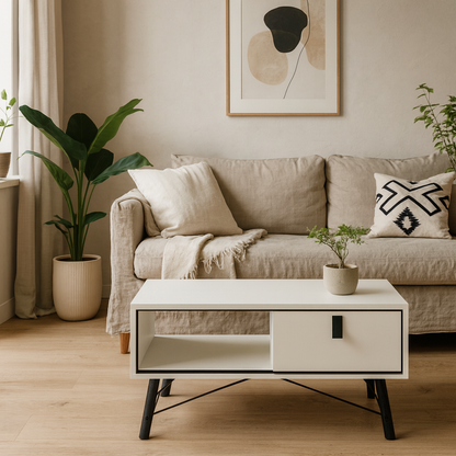 Juno White Coffee Table 1 Drawer