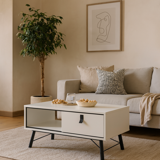 Juno White Coffee Table 1 Drawer