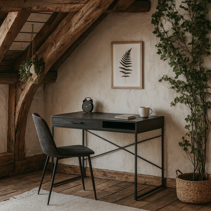 El Paso Black Wooden 1 Drawer Office Desk