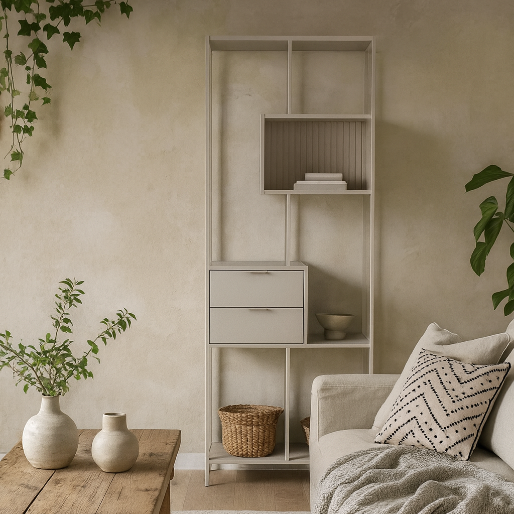 Fort Worth Tall Grey Metal 2 Drawer Bookcase 4 Shelves