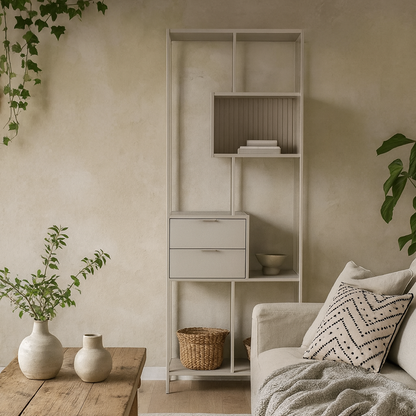 Fort Worth Tall Grey Metal 2 Drawer Bookcase 4 Shelves