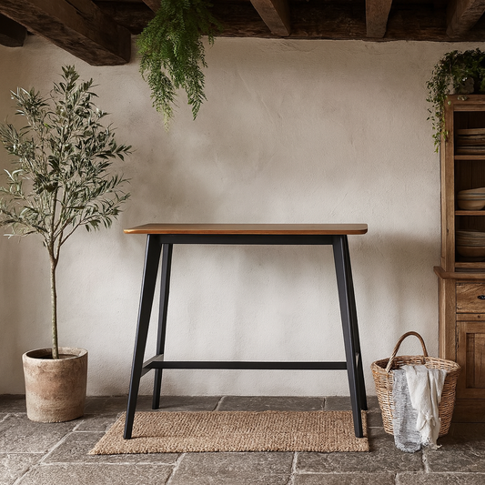 Saffron Black and Natural Oak Veneer Bar Table