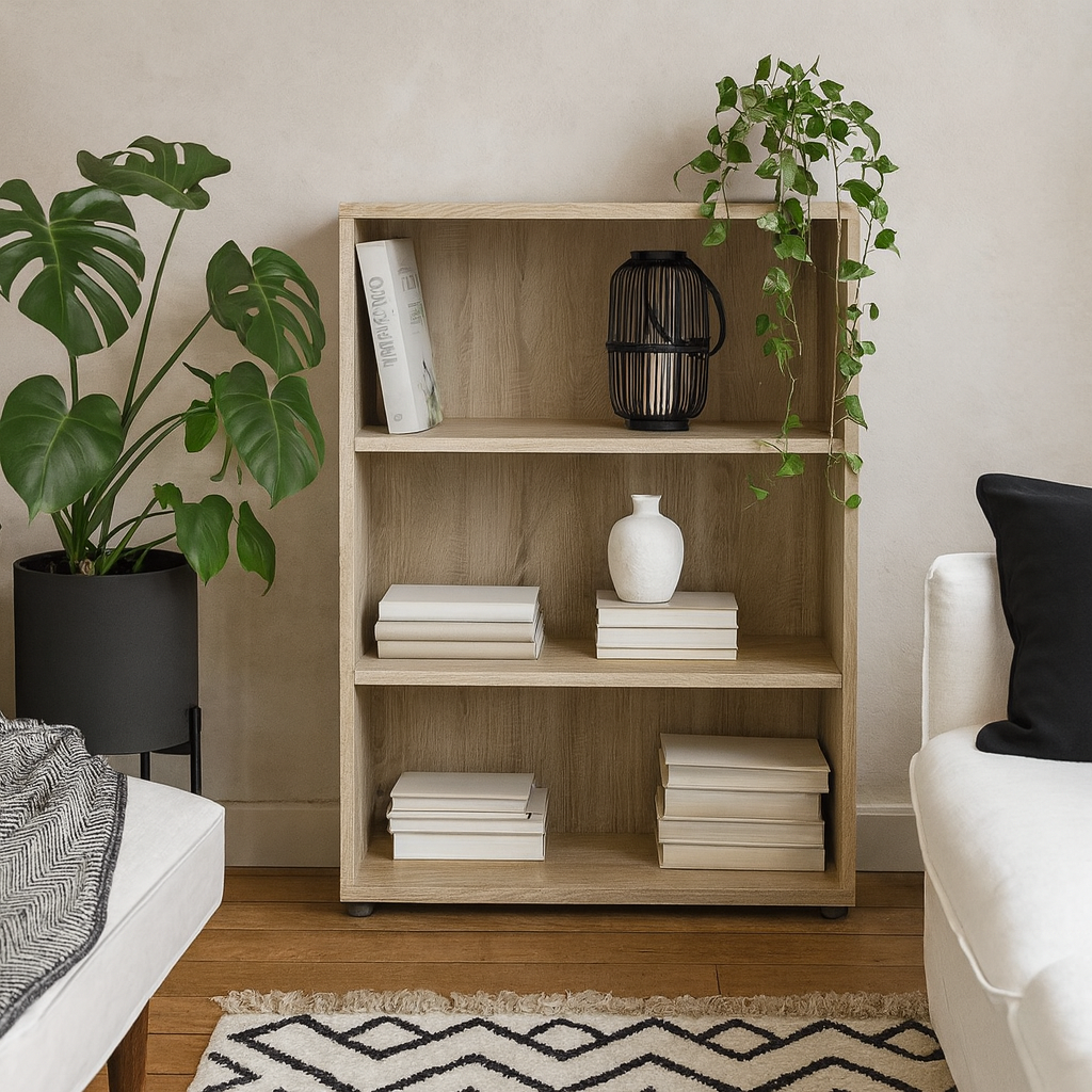 Dris Natural Oak Effect Bookcase 2 Shelves