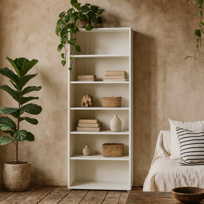 Dris Tall White Bookcase 5 Shelves