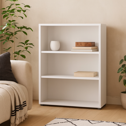 Dris Low White Wooden Bookcase 2 Shelves