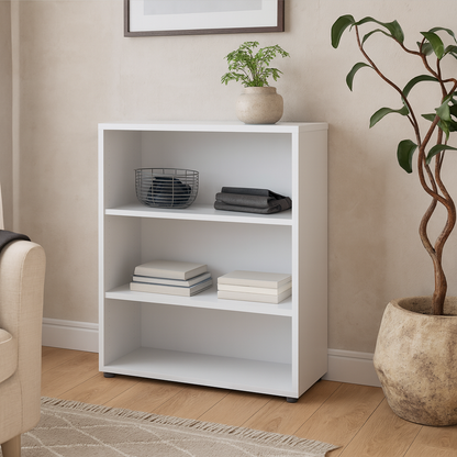 Dris Low White Wooden Bookcase 2 Shelves