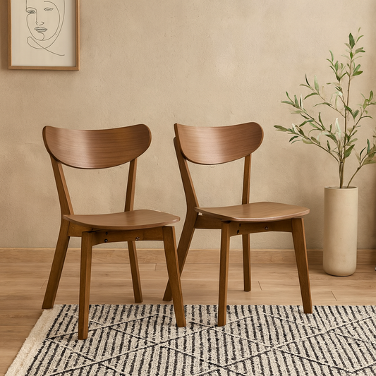 Set of 2 Saffron Walnut Wood Effect Dining Chairs