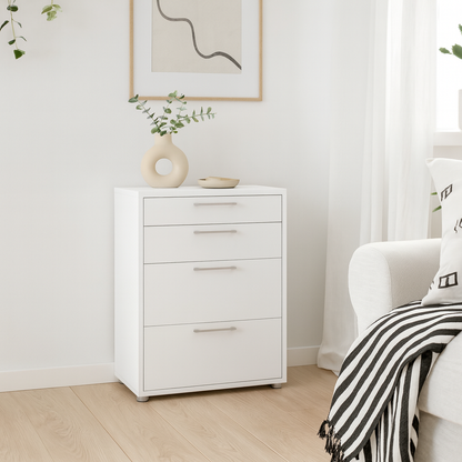 Dris White Wooden Office Storage 2 Drawers + 2 File Drawers
