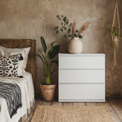 Copenhagen White Wooden Chest 3 Drawers