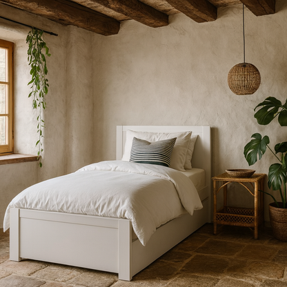 Vienna 2ft 11 Single White Wood Bed Frame Sliding Drawer