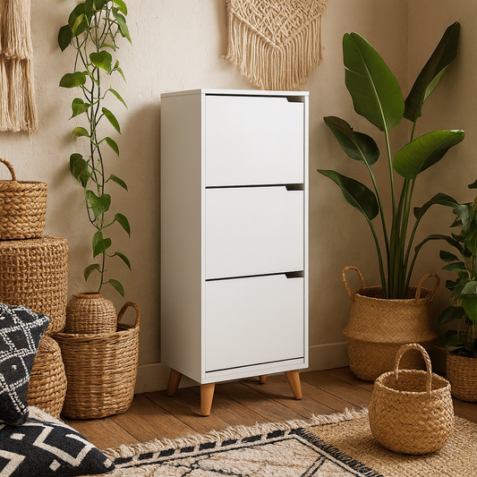 Tokyo White Shoe Cabinet 3 Doors