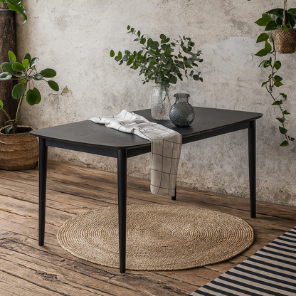 Novi Sad Black Wooden Rectangular Extending Dining Table